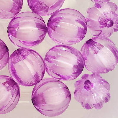 Ridged Clear Purple Bead - 20mm - Set of 3