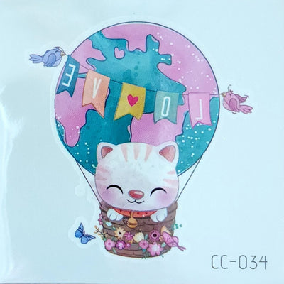 Kitty, Balloon, Love, CC-034, Temporary Tattoos, Mini Series