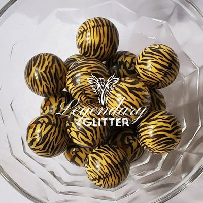 Yellow Tiger Animal Print Bead - 20mm - Set of 3